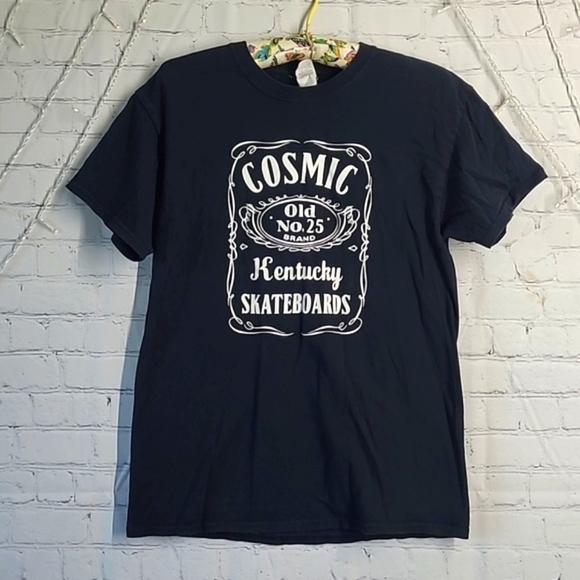 Y2K Cosmic Skateboards Louisville Kentucky Jack Daniel's Black Tee Tshirt Sz M - Picture 1 of 14